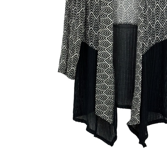 Chico’s EasyWear 3 (Reg 16) Brown/Black/White Lightweight Open Weave Cardigan - Picture 5 of 9